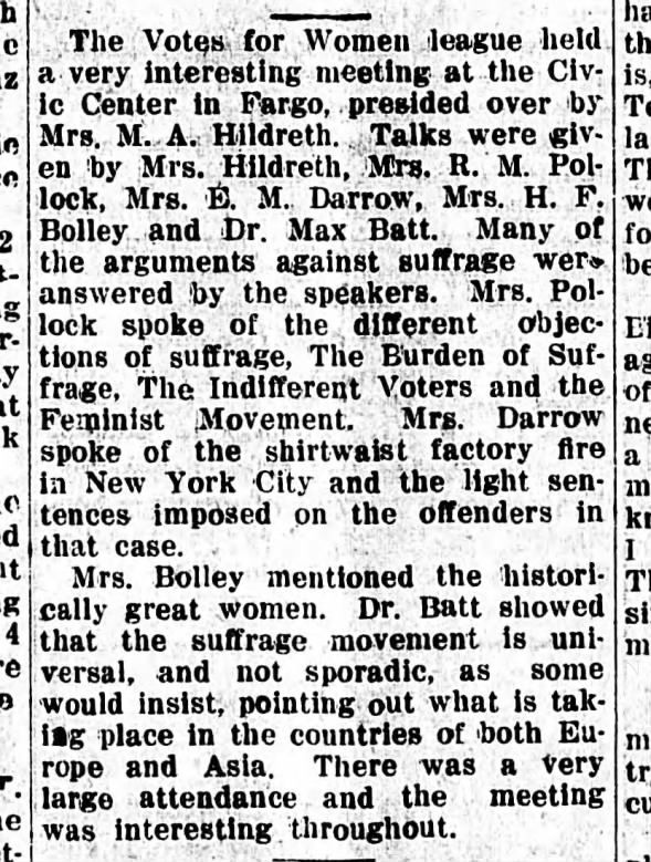 Clipping from The Bismarck Tribune
